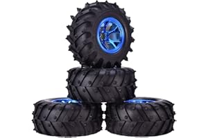 KINGCOO 4Stück 125mm Reifen RC Monster Truck Gummireifen und Kunststoff Felgen Set Kompatibel mit 1/10 RC Crawler Auto für HSP HPI Tamiya Kyosho (Blau)