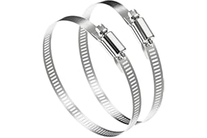 Adair Hose Clips Pack of 2, Large 91-114mm Adjustable 304 Stainless Steel Worm Drive Ducting Hose Clamps for Dryer Vent Air Duct Plumbing Automotive