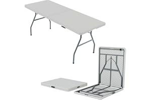 Home Vida Folding Table 6ft Heavy Duty Extra Strength Camping Buffet Wedding Market Garden Party Car Boot Stall Picnic Trestle Indoor Outdoor Foldaway Carry Handle