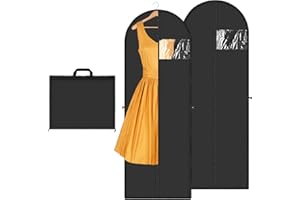 NUANGOO 2 Stück Kleidersack 180 x 60 cm,Keidersack Lang, Reisetasche, Verdickte Staubschutzhülle für Anzüge, Faltbare Staubschutzhülle für Kleidung zum Mitnehmen, Lange Hülle für Mäntel, Schwarz