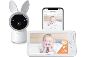 ARENTI Babyphone mit Kamera 2K/3MP, 5 Zoll WiFi Video Babyphone PTZ 355°, IR Nachtsicht, Nachtlicht, Schlaflieder,Temperaturanzeige, unterstützt Mobile App Steuerung Weiß