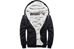 VSUSN Uomo Felpa con Cappuccio Manica Lunga Felpe con Cappuccio Vello Foderato Hoodies con Cerniera Cappotto Giacca Inverno Caldo