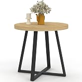 IDMarket Selma Round Dining Table for 4-6 People, Wood and Black, 110 cm
