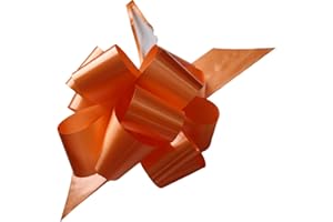 WITTY CUTIES Large Pull Bows for Gifts Wrapping Ribbon Bows Orange Present Wrapping Bows Pompom Gift Bows Wreath Making Crafting Wedding Basket Flower Bouquets Pack of 5