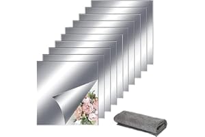 Kiuiom Kwadratowa folia lustrzana, lustro ścienne, lustro samoprzylepne, nie szkło, płytki lustrzane, samoprzylepna, 10 sztuk, 20 x 20 cm, lustro ścienne, lustro samoprzylepne na ścianę, elastyczne