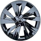 Tesla Model Y Juniper (2025+) Uyumlu 19 İn&ccedil; New Star/Cyber Stil Jant Kapağı Seti - Mat Siyah/Parlak Siyah (Parlak Siyah)