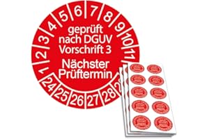 SCHILDERKRÖTEN Prüfplakette DGUV Vorschrift 3 - Nächster Prüftermin, 30 mm Durchmesser in Jahresfarbe (100 Stück, 2024)
