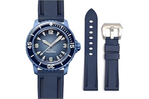 Stanchev Correa para Blancpain x Swatch, correa de repuesto impermeable de goma suave de 22 mm para Swatch Blancpain Fifty Fathoms para hombres y mujeres con kit de herramientas de instalación y