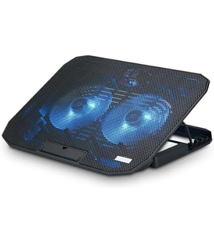 Support Refroidissement PC Portable 6 Ventilateurs LED - Contrôle LCD, 7 Hauteurs Réglables - 10 à 17 Pouces