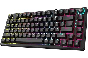 EvoFox Katana X2 TKL Mechanical Gaming Keyboard | 3‑Pin Replaceable Clicky Blue Switches, Dynamic Backlighting, All Keys Anti‑Ghosting, Volume Knob, Copilot, Xbox Gamebar, Screenshot & More (Black)