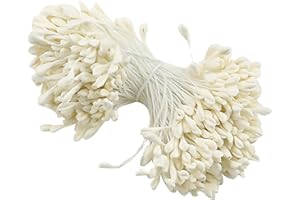 Barlone 350 Stück Pfeifenreiniger Blumen Staubblatt Weiß mit Zwei Perlen Köpfen 3mm, Pfeifenreiniger zum Basteln, Tulpe Blumenstrauß Pfeifenreiniger Zubehör für DIY Handwerksprojekt