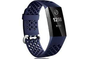 Dirrelo Compatible con Fitbit Charge 3/Fitbit Charge 4 Correa, Reemplazo Ajustable de Silicona Deportiva Transpirables Pulsera para Fitbit Charge 3 SE, para Mujeres Hombres, Pequeño Grande