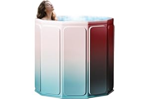 Shilanmei Foldable Ice Bath Tub, Portable 5-Layer Insulation Plunge Pool for Adults, Non-Inflatable Soaking Bath with Dual Drain, Indoor Outdoor Use