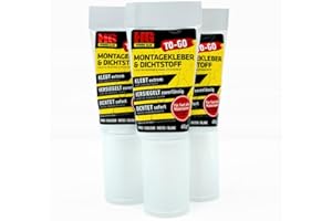 HG POWER GLUE To Go Montagekleber und Dichtstoff extra stark, Kraftkleber für außen und innen, Kleber mit super starker Anfgangshaftung, enorm hohe Endfestigkeit 3 Tuben á 60g