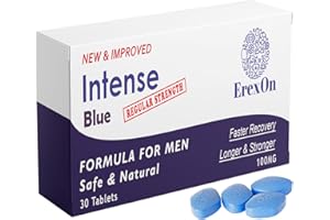 EREXON Intense Blue 30 Tablets - 100MG Herbal Supplement for Men - Strong Effect - Men's Health Support - Performance & Enhancement Tablets for Men - Korean Ginseng, Tribulus Terrestris