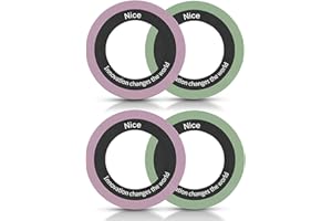 MYGLOAR 4 anneaux métalliques avec autocollants pour chargeurs magnétiques, téléphones à plaque métallique compatibles MagSafe, support de téléphone magnétique pour voiture (Rose & Vert clair)