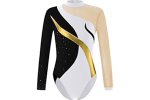 YiZYiF Ragazze Ginnastica Leotards Body Danza Classica Bambina Ginnastica Artistica Balletto Costumi Maniche Lunghe per Ragazze di 3-12 Anni