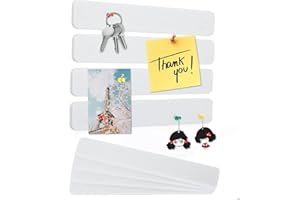 JIOL 8 Pack Felt Pin Board Bar Strips Bulletin Board for Bedrooms Offices Home Wall Decoration, Notice Board Self Adhesive Cork Board with 50 Push Pins for Paste Notes, Photos, Schedules (White)