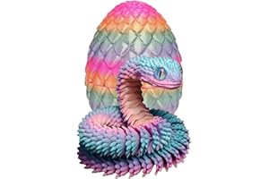 Bobety 3D Printing Easter Snake Eggs - 3D Printed Snake in Egg, 3D Snake Egg Toys, Full Articulated Crystal Snake With Sragon Egg, Fidget Toys for Executive Home Office Desk (Pinkycolor)