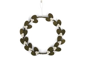 ‎GRY & SIF Gry & Sif Türkranz, Mistelzweigkranz, Filzdekoration, Handmade, Fairtrade, Kranz zum aufhängen als Weihnachtsdeko, Geschenkidee, Zeitlose Dekoration, Wohndeko (25cm)