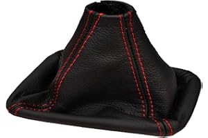 lartepelle cuffia leva cambio compatibile con Grande Punto EVO vera pelle nera cuciture rosse