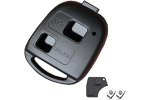HooRLZ Toyota Key Fob Cover Replacement For Toyota Yaris Corolla Avensis RAV4 Celica Camry Echo Prado Remote Car Key Case Shell, 2 Button Toyota Key Fob Repair Kit - With Rubber Pad
