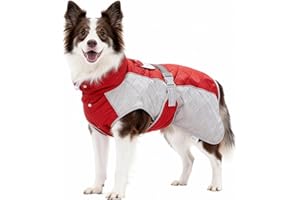 BECROWM Dog Coat Dogs Winter Coat Fleece Lined,Water-Resistant,Convertible Collar,Back Reflective Strip&Easy to Wear for Outdoor Walking Dog-Jacket(Red, Small)