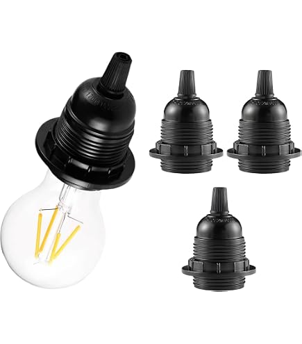 Hsthe Sea Lot De 4 Douilles E27 Vintage Noires - Support Ampoule Rétro Edison à Vis, Style Industriel Pour Lampe Pendentif Et Bricolage