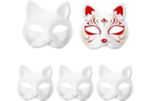 Beavorty DIY Fox Cat Animal Mask for Halloween Masquerade Cosplay - Hand Painted Paper Mask