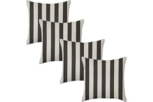 Harrison Cropper Premium Garden Scatter Cushion | Water Resistant Cushions | Outdoor Patio Rattan Chairs | Hollowfibre Filled Seating Furniture Pillow |Soft Comfy and Durable| 4 Pack (Charcoal Stripe)