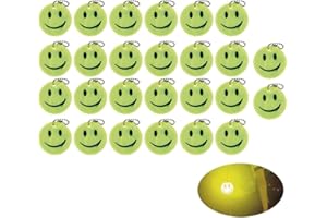 Fokroin 26Pcs Reflektoren Anhänger Kinder Smiley, Reflektierender Smiley-Anhänger, Leuchtanhänger Schlüsselanhänger Kinder Sicherheits Reflektor Anhänger Reflektoren für Schulranzen Jacke Running