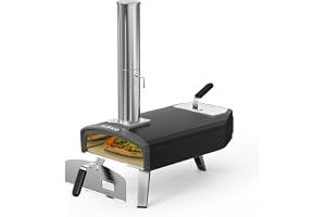 Mimiuo utomhus pizzaugn med automatiskt roterande system, för ved och träkol