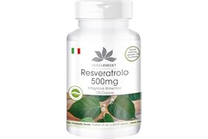 HERBA DIREKT Resveratrolo 500mg - altamente dosato - vegan - 120 capsule - | HERBADIREKT by Warnke Vitalstoffe - Qualità da farmacia tedesca