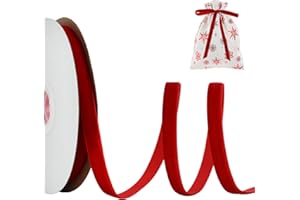 RIBBOOO Red Samt Band 1cm x 10yds, Vintage Samt Bänder für Weihnachten, Kranz Bögen Dekoration Handwerk Geschenkverpackung, Valentinstag Bouquet Verpackung
