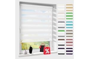 ‎ATLAZ Doppelrollo klemmfix ohne Bohren, Duo Rollos für Fenster & Tür mit Bohren, Version 2026 Weiß B40 x H150cm (Stoffbreite 40 cm), Fensterrollo lichtdurchlässig & verdunkelnd, Klemmrollo Sonnenschutz