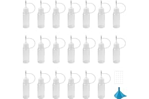 20 stycken nålflaskor, små plastflaskor, doseringsflaskor med tratt