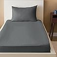 Sleep Well Microfiber Stripe Fitted Sheet with Pillowcase Set - 90x200+17cm (Grey)