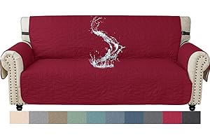 Ystyle Pokrowiec Na Sofę 3-Osobową, Wodoodporny Pokrowiec Na Kanapę Z Podłokietnikami, Odporny Na Zadrapania Ochraniacz Na Sofę, Antypoślizgowy Zmywalny Ochraniacz Na Kanapę, Burgundia