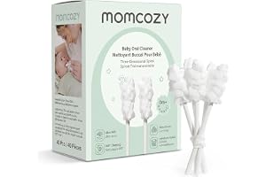 Momcozy Tungskrapa för Bebisar och Engångstandborste, 40-pack | Baby Oral Cleaner, Småbarnstandborste för Rengöring av Tänder, Mun och Tandkött, Babyartiklar för Nyfödda