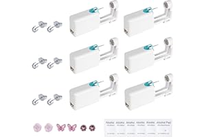 WNTJN 6 piezas Pistolas Desechables para Perforar Orejas, EstéRiles de Seguridad Kit de PerforacióN del OíDo Herramienta de PerforacióN del OíDo sin DolorPara Hombres y mujeres, con Aretes Kit de Piercings