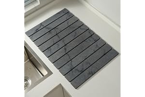 NEWLIKY Alfombrilla de bano de diatomeas alfombrilla de bano pequena 30x40cm Antimoho Absorbente Antideslizante Secado rápido diatomeas tapete baño Plegable para bañera Inodoro cocina Mármol Gris Oscuro