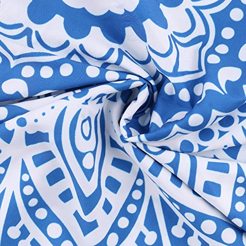 FuXing Runde Strand Handtuch mit Quaste, Böhmen Stil Kann als Tapisserie, Strand Decke, Strand-Schal, Bettwäsche Tagesdecke, Zigeuner Wandbehang, Runde Tischdecke, Deko-Wandbehang, Runder Meditations-Yogamatte, 59 Zoll Durchmesser (Blau) - 6