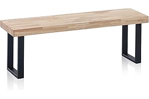 ADEC GROUP Loft, Banco para Mesa de Comedor, Asiento Auxiliar, Acabado en Roble y Negro, Medidas: 120 cm (Largo) x 47 cm (Alto) x 34 cm (Fondo)
