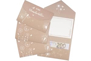 MAXMOC 4 Stück Geldgeschenk Hochzeit, Wunscherfüller Geldgeschenk, Verpackung Geldkarte Grußkarte, Geld Karte Umschlag Geschenkkarte für Geld Gutschein Geburtstag Weihnachten Reise Hochzeitsgeschenk