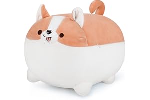AUSPICIOUS BEGINNING Corgi Plush Soft Toy Cute Shiba Inu Plush Toy Stuffed Animal Plush Pillow, Kawaii Plush Puppy Cushion Doll Comfortable Stuffed Corgi Dog Plush Pillow Cuddly Toy for Kids Birthday Children's Day, 40cm