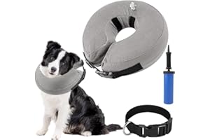 SlowTon Inflatable Dog Recovery Collars Cones, Soft Comfy Quick Release Donut Collar for After Surgery, Prevent Dogs from Touching Stitches Biting Licking Wound, Does Not Block Vision