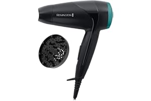 Remington Travel Hair Dryer (Diffuser, Concentrator, Folding Handle, Lightweight Compact Design, Worldwide Voltage, 2 Heat / 2 Speed Settings, 2000W) D1500
