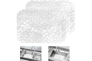 KYYGKY 2 Stück Spülbeckeneinlage Spülbeckenmatten aus Kunststoff 40 * 30cm Waschbecken Einlage Küche Spülbecken Schutzmatte Transparent Schnell Abtropfende Abtropfmatten Einlage für Spülbecken