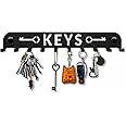 SirHoldeer Key Holder for Wall, Key Hooks Wall Mounted with 10 Hooks, Heavy Duty Key Hangers for Living Room Bathroom Kitchen Bedroom Black Metal Key Racks Keys