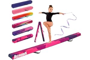 ORIGINAL CUP Aerobik | Poutre de Gymnastique Pliable 240 cm Violette | Stable, Antidérapante et Lavable | Enfants & Adultes | Ruban de Gymnastique Offert pour Un entraînement Complet | Original Corner